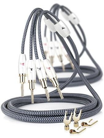 Impeto Cavo per Altoparlanti qualità Audiophile, Connettore a Banana placcati in oro 24K High end, in rame, 6N OFC, 14AWG, per casse acustiche Amplificatore Hi-Fi (2 M, 2 pcs)