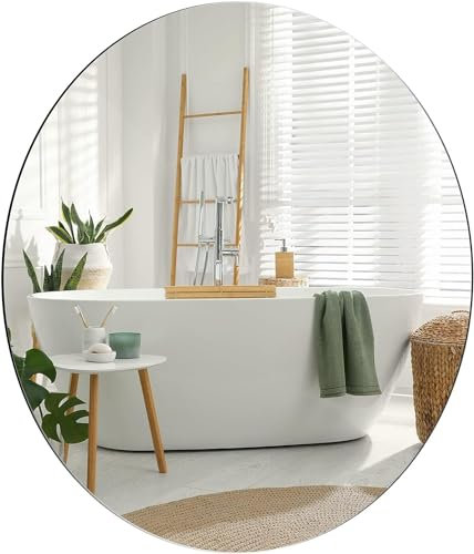 Dripex Rund Spiegel 60x60cm Rahmenloser Badezimmerspiegel Wandspiegel Badspiegel für Ankleidezimmer Schlafzimmer und Wohnzimmer