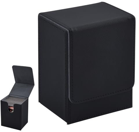 NATUCE Box Porta Mazzo per Carte MTG, Scatola Porta Carte, Magnetic Flip Deck Box en PU Pelle, fodera Interna in Microfibra, Compatibile con Trading Card Games TCG, Carte Yugioh, ecc (Nero)