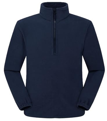 CHEMAGLIETTE! Felpa Pile Mezza Zip Uomo - Maglia Tuta Felpata Poliestere Micropile, Felpe da Lavoro Maglie Senza Cappuccio Tinta Unita, Fleece Half Zip