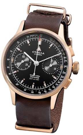 Strela Herren Armbanduhr mit Sea-Gull ST1901 Uhrwerk Chronograph Handaufzug Cosmos 40mm