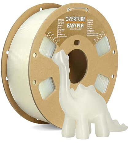 OVERTURE Easy PLA 1.75 mm 3D Druckerfilament, 1kg (2.2 lbs), Verstärkt Zähigkeit PLA, Maßgenauigkeit +/- 0,02 mm (Easy Natürlich)