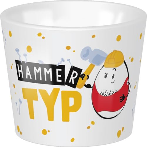 GRUSS & CO Eierbecher mit Motiv Hammertyp | Porzellan, Höhe 4,3 cm, Durchmesser 5,2 cm | lustiges Geschenk, Frühstück, Ostern | 48528