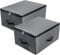 Foldable Lidded Storage Bin with Divider Board, 4 Handles, Zipper lid, Blankets Clothes Quilts Storage Box Organizer for Bedroom Closet Shelf, 52×40×26cm, Black Grey, 2PCS