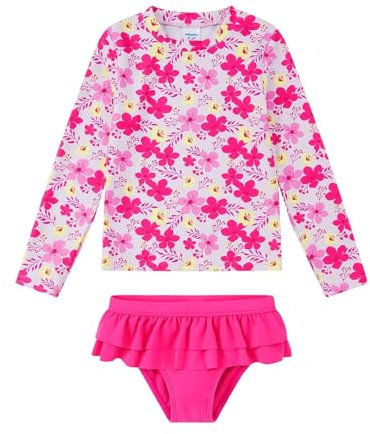 Bambino Ragazze Rash Guard Set Maniche Lunghe Ragazza Costume da Bagno con UPF 50+ Protezione Solare(7 Anni)