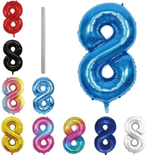 Geburtstag zahlen Luftballon 8 jahre-hellblau XXL Jumbo Folienballon 40 Zoll – 101 cm Luftballons 8 Geburtstag Junge Mädchen Babyparty Geburtstagsdeko Jubiläumsparty Dekoration