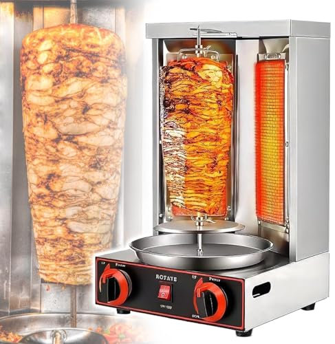 Eastnmythet Shawarma Machine, Doner Kebab Machine, Gas Gyros Rotisserie Grill, Vertical Broiler Gyro Meat Rotisserie for Commercial Restaurant Home Kitchen