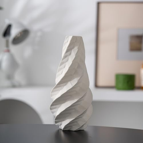ZMARKRAFT Jarrón de Cerámica Blanco | Jarrón Minimalista para Flores | Decoración Moderna para el Hogar | Florero | Chimenea, Estantería, Entrada, Oficina, Regalo de Inauguración (Grande)