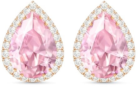 Linawe Boucles d'oreilles à tige en or rose rose, boucles d'oreilles roses, boucles d'oreilles en diamants et diamants, bijoux, ensemble de bijoux, bijoux, boucles d'oreilles tendance