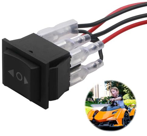 6 Pines Interruptor Basculante Momentáneo para Motor de Corriente Continua, 3 Posiciones, Interruptor Inversor de Polaridad 10A 12V, Conexión Automática, Incluye Cableado, para Proyectos DIY