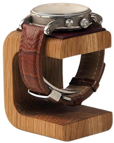 Frfik Uhrenvitrinenhalter – Uhrenständer aus Holz | Uhrenständer für Damen und Herren | Einzeluhrendisplay, Uhrenstände? mit Lederpolster, Uhrenvitrinenständer für Männer und Frauen