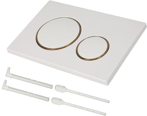 Betätigungsplatte drückerplatte Chrom Kunststoff WC spülkasten ersatzteile modell kompatibel mit GEBERIT SIGMA20 (glänzend weiß mit goldener ring)