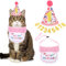 YUXIANLB Katzen-Geburtstags-Partybedarf Mädchen Katzen Kätzchen -Bandana Katzen-Geburtstagshut mit Zahlen Katzen-Geburtstagslätzchen Haustier-Geburtstagsdekorationen-Outfits für Katze Kätzchen (Rosa)