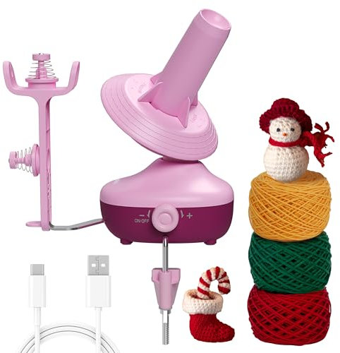 Etcokei Wollabwickler, Elektrischer Garnballwickler für das Häkeln, Kompakter Garnwickler mit starker Spannung und stufenloser Geschwindigkeit, Automatischer Garnspinner und Wollwickler