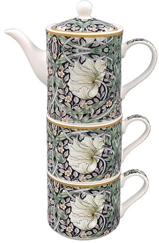 The Leonardo Collection William Morris Pimpernel Tea for Two | Ceramic Teapot and Cup Set | Beautiful Gift for Home and Office | Stylish Printed Teapot