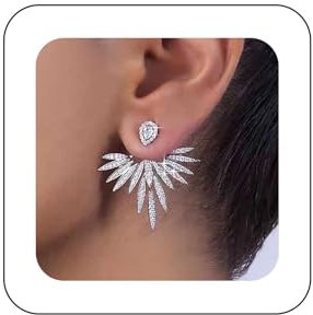 Cybche Boho Kristall Flügel Ohrringe Silber Cz Tropfen Ohrstecker Ohrringe Kristall Ohr Jacke Ohrringe Cz Flügel Jacke Ohrringe Strass Engel Flügel Ohrringe Schmuck Für Frauen