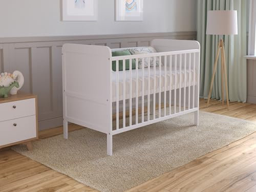 Love For Sleep Babybett Beistellbett 120x60 cm mit Matratze - Kinderbett Baby Bett Holz Weiß, Babybett Komplett Set - Kinderbett Babybett Mitwachsend Gitterbett