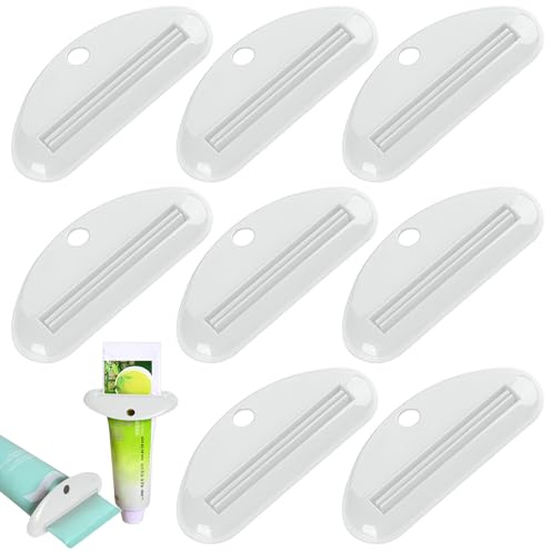 Zahnpasta-Quetschspender, mehrfarbig, Kunststoff, Zahnpastatube, zum Aufhängen, Zahnpasta-Clips zum Sparen von Zahnpasta, Gesichtsreiniger, Cremes, Farbe, 10 Stück (weiß)