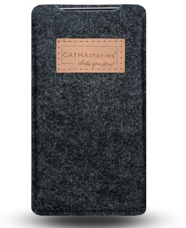 CATHAstories Hülle für iPhone 16 Pro Max Tasche, Case, Handyhülle aus nachhaltigem Filz – Made in Germany – Farbe Onixgrey (schiefergrau), Breit (für Case)