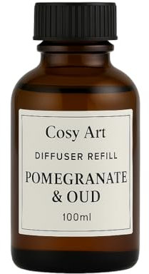 Cosy Art London Granatapfel & Oud Diffusor-Nachfüller – langanhaltendes Schilfrohr-Diffusoröl | kühner exotischer Raumduft | pflanzlich vegan tierversuchsfrei
