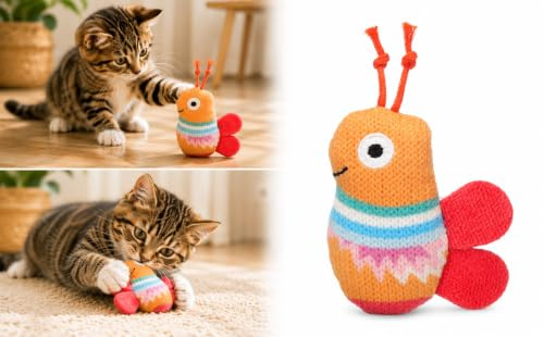 Flamingo Katzenspielzeug – Nitz Biene – 8cm – Textil – mit Catnip – orange – weiches Spielzeug für Katzen