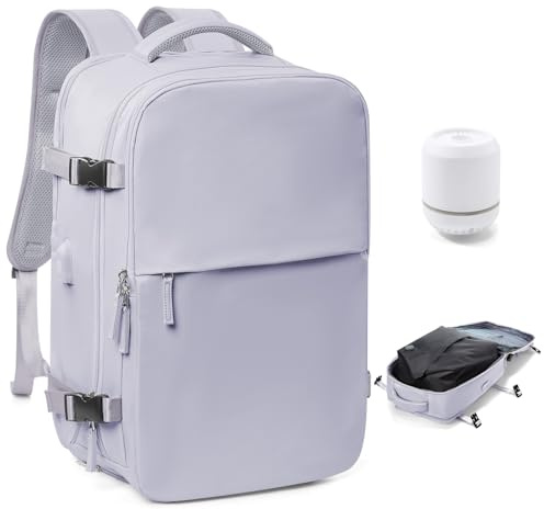 Zaino Sottovuoto Viaggio Con Pompa Zaino Easyjet 45x36x20 Aereo Bagaglio a Mano Zaini 15.6 Pollici Porta PC Casual Impermeabile Daypack Borsa da Cabina per Donna Uomo Viola