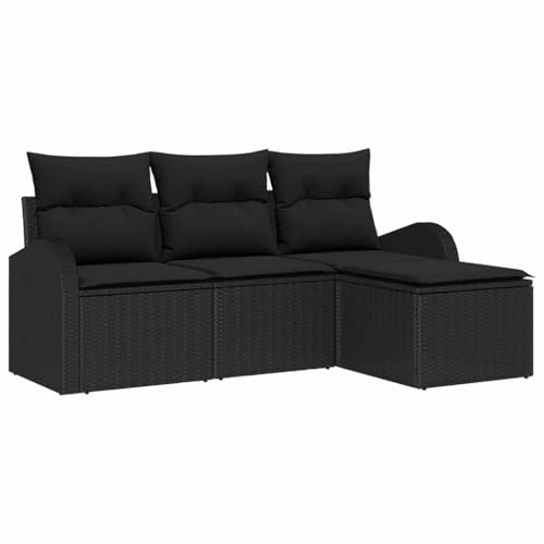 vidaXL Gartensofa-Set Schwarz Poly-Rattan, Garten und Terrasse, modernes modulares Design, UV-beständige Materialien, leichtes Lounge-Set, stylische Sitzgelegenheiten
