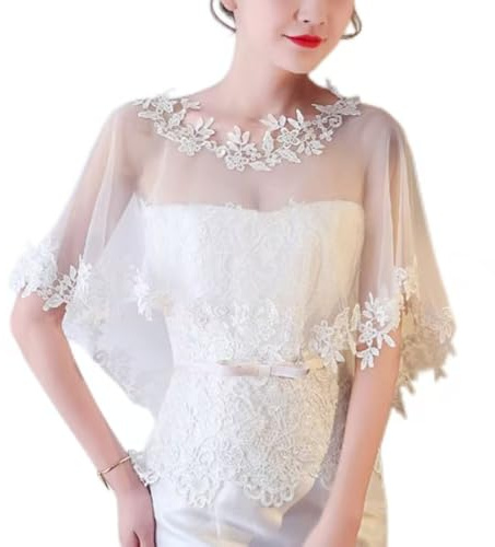 THLCIOPE Women's Lace Wedding Shawl Bridal Transparent Wrap Shoulder Crop Top