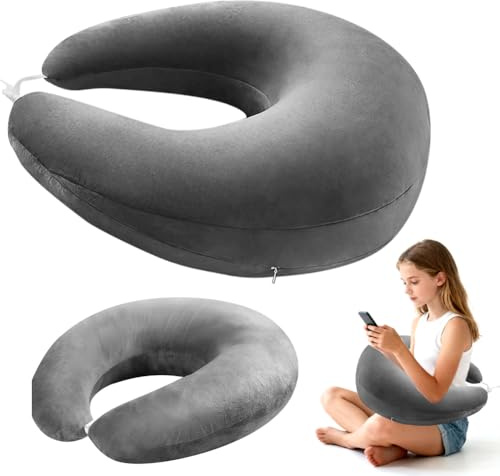 Wapasezyar Ergonomisches Kissen, Multifunktion Armstütze, Waschbarer Bezug, U-förmige Beckenkissen, Armstützkissen Lesekissen Gaming Kissen und Lesekissen, Strickkissen für Sofa Bett (Dunkelgrau)