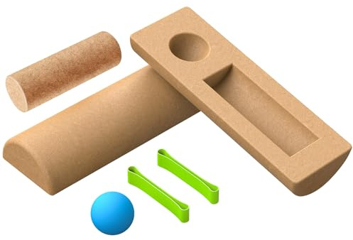 Kork Balance Board | Sprunggelenk-Stabilitätstrainer mit strukturierter Naturkorkoberfläche und Widerstandsband – zur Schmerzlinderung am Fuß und Stärkung der Sprunggelenke | Balance-Trainer