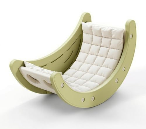 predolo Arco Montessoriano Sicuro Arrampicatd Arco Arrampicata Resistente Giocattolo per Bambini, Verde, Struttura Da Arrampicata A Luna + Cuscino Morbido