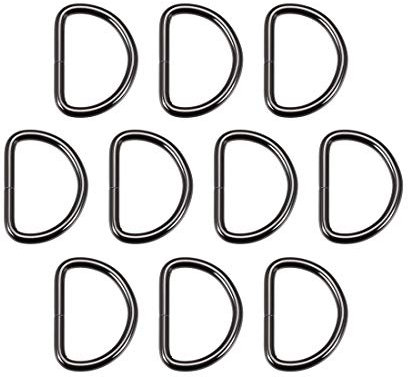 sourcing map 10 Stück Metall D-Ring 1,6(40mm) D-Ringe Schnalle für Hardware Taschen Gürtel Handwerk DIY Zubehör Schwarz