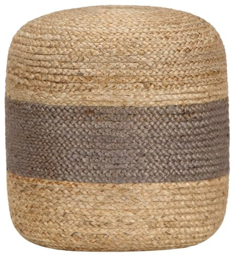 vidaXL Sitzpuff Pouf Sitzpouf Puff Sitzkissen Sitzhocker Fußhocker Hocker Fußbank Ottoman Fußbank Fußschemel Handgefertigt Grau 40x45cm Jute