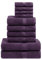 Superior 10-teiliges Handtuch-Set, ägyptische Baumwolle, 2 Badetücher, 4 Handtücher, 4 Gesichtstücher/Waschlappen, ultraweiche Handtücher, Dicker Plüsch, Gästebad, Spa, Hotelbad, Pflaumenlila (Plum)