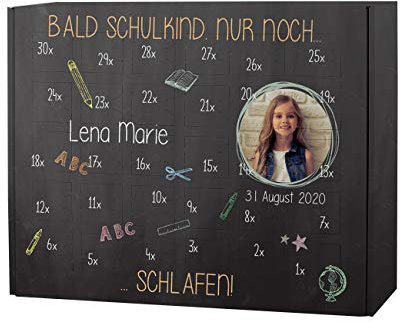 Striefchen® Schulstart-Countdown-Kalender zum selber Befüllen mit Personalsierung 30 Türchen zum Schulanfang Endlich Schulkind mit Foto