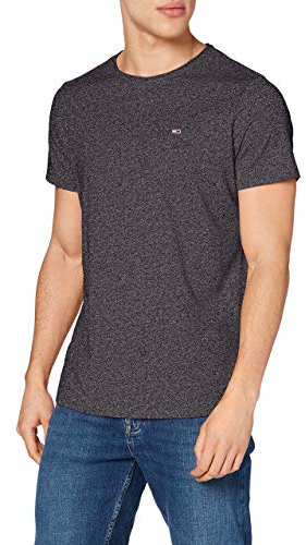 Tommy Jeans Men's Tjm Xslim Jaspe C Neck Ext Dm0dm09586 S/S Knit Tops, Black, L