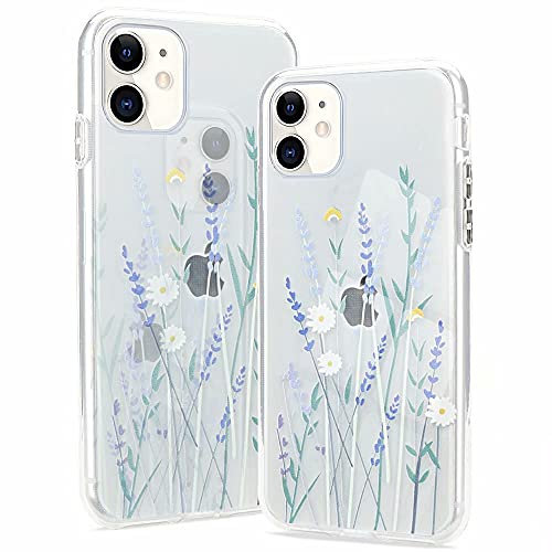 Pepmune Kompatibel mit iPhone 11 Pro Max Hülle Blumen Muster Transparent Handyhülle Durchsichtig Weich Silikon TPU Bumper Schutzhülle Case Cover für iPhone 11 Pro Max, Lila