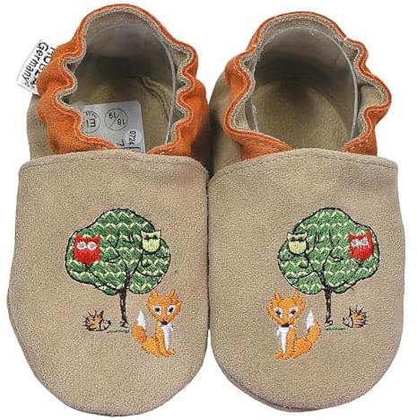 HOBEA-Germany Krabbelschuhe für Jungs und Mädchen in verschiedenen Designs (22/23 EU, Waldtiere)