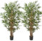 Plante artificielle en bambou avec tronc en bois véritable, terrasse, balcon, brise-vue en bambou, hauteur : 121,9 cm - Lot de 2