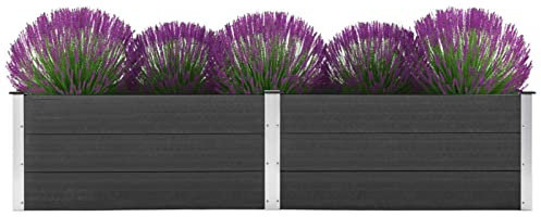 Leepesx Garten-Hochbeet, Hochbeet Balkon, Hochbeete Für Garten, Kräuterbeet, Kräuterspirale, Pflanzkübel, Pflanzkasten, Erdbeerturm, Kräutertopf, Balkon Blumenkasten, 250 x 100 x 54 cm WPC Grau