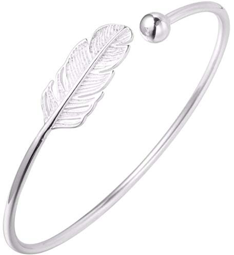 Frauen Feder Offenes Armband Armreif Verstellbare Manschette Armreifen Mode Schmuck Geschenk