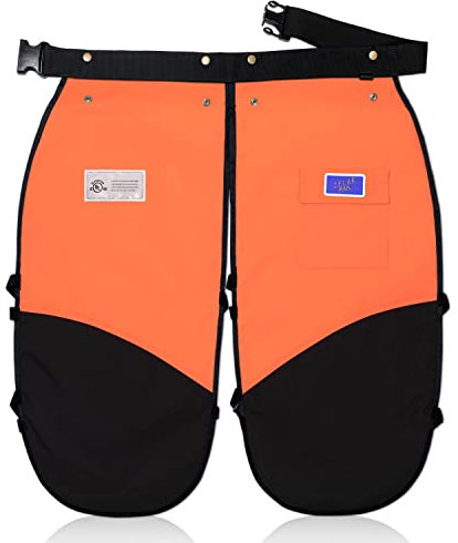 ZELARMAN Chainsaw Chaps, Chainsaw Safety Apron, Chainsaw Protective Trousers with Adjustable Belt and Pocket, Forestry Protection Equipment, (1000 Denier Polyester) Orange and Black, Medium: