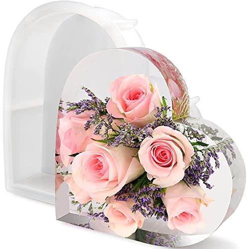 Große Epoxidharz Formen Silikonform Gießform Resin Epoxidharz Herzform Silikonform Harz Desktop Dekorationen für Desktop Dekorationen Getrocknete Blumen Buchstützen Bilderrahmen Harzgießen