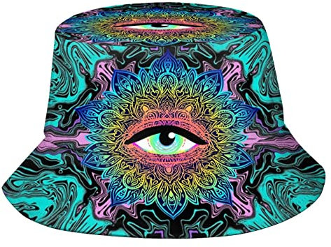 Trippy Bucket Hat Bunte Hut Sommer Reise Sonnenhut Unisex Strandhut Fischerhut, Trippy-3, Einheitsgr��e