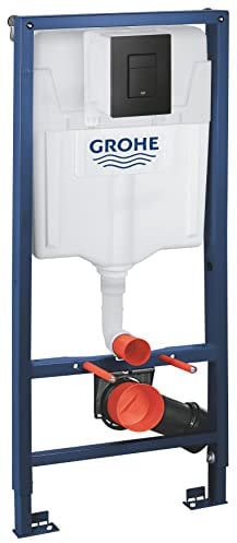 GROHE Solido Pack 3 en 1 pour WC, Bâti-support pour WC suspendu, hauteur d'installation 1,13m, plaque de déclenchement Even noir inclus, 38811KF0 (Import Allemagne)