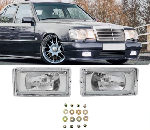 DM Autoteile 2300 Nebelscheinwerfer SET Klarglas Chrom H3 kompatibel für Mercedes E-Klasse W124 AMG