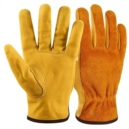 NickyPicky Gardening Gloves for Men and Women - Tough, Thorn Proof Comfortable Breathable Leather Multi-Purpose Work Gloves – Protective Large Garden Gloves with Strong Grip (X-Large)