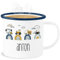 Emaille Becher Blechbecher - Baustelle I Traktor I Bagger I Kran I Kipper I LKW I Planierraupe - 300 ml - Weiß Blau - personalisierte tasse kita traktoren traktor, trinkbecher kindertasse junge