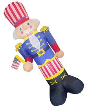 VUIUYOIES 2.4M Lighted Inflatable Nutcracker LED Light Model Toy Outdoor Festival for Home Xmas Courtyard Yard Arrangement Prop