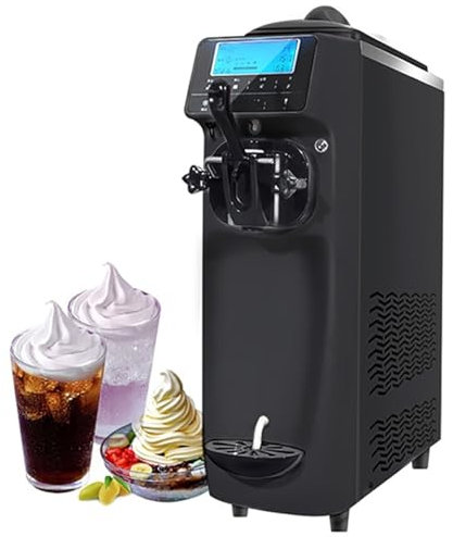 Commercial Ice Cream Machine, Automatic Soft Serve Ice Cream Maker, 6L Capacity Frozen Dessert Maker, Gelato Sorbet Yoghurt Sundae Maker with LCD Display & Timer for Home DIY Kitchen,1150W